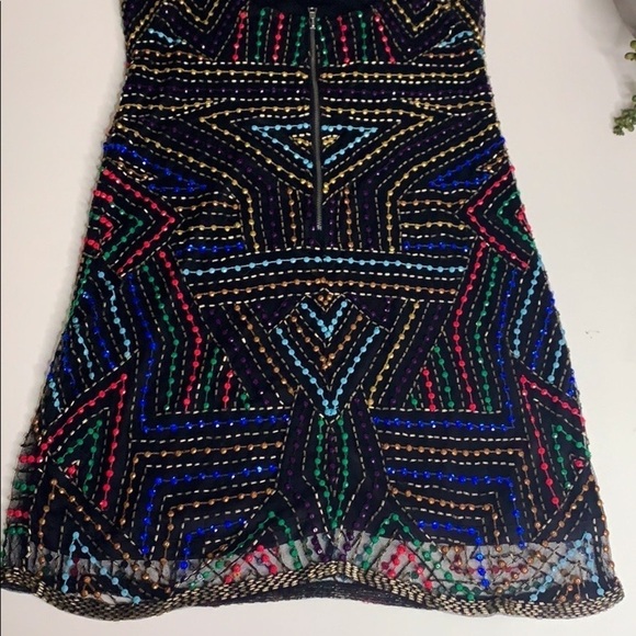 Phoebe x Neiman Marcus handbead mini dress multi color women’s 6 black cocktail - Picture 7 of 8